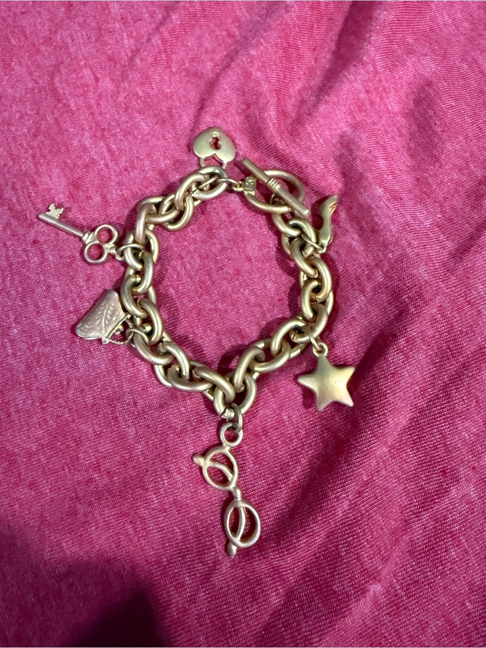 Victoria's Secret Gold Charm Bracelet with Star and Key Y2K